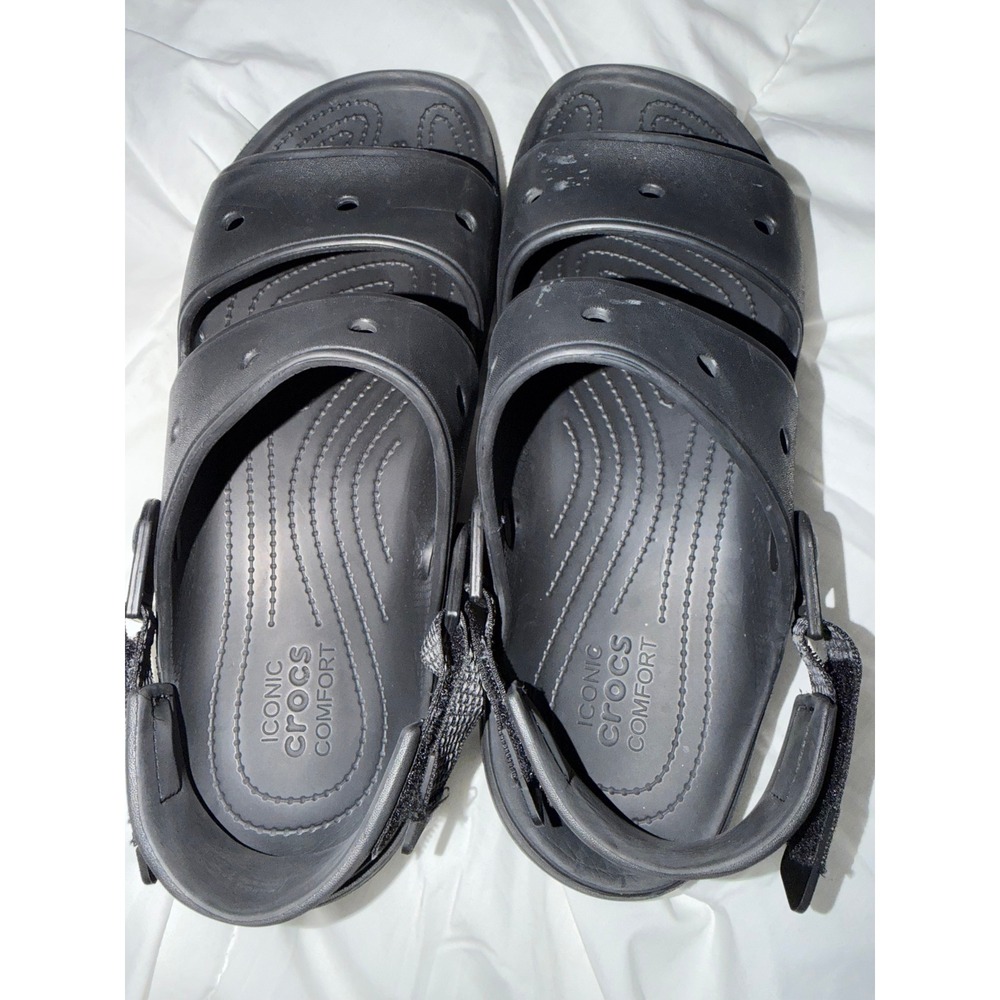 Crocs Classic All-Terrain Sandal Mens 13 Black Two Strap Adjustable Heel Strap
